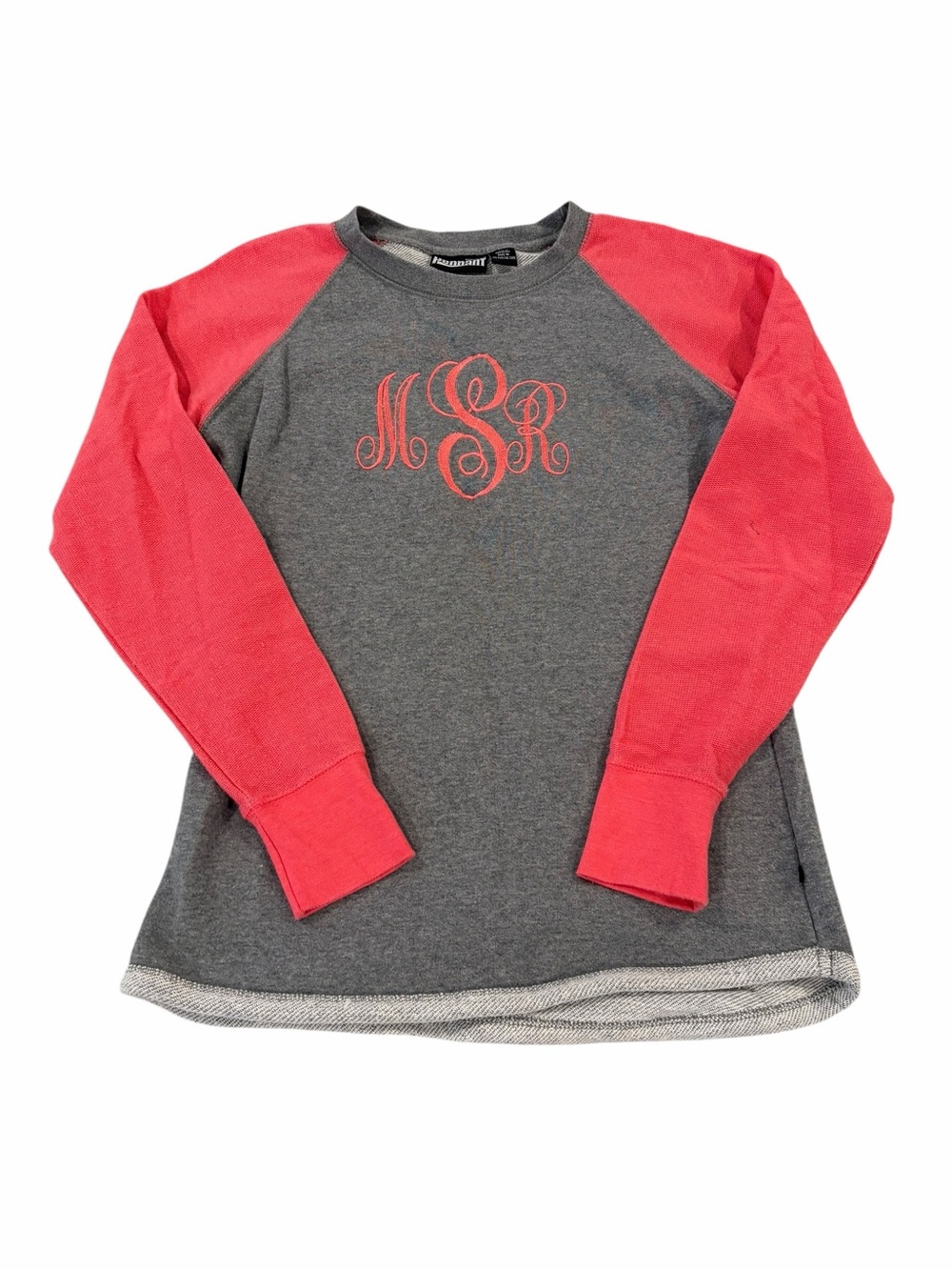 Pennant MSR Monogram Sweatshirt Women’s Medium‎ Gray Pink Raglan Top